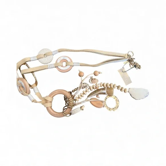 Chico’s Beige and Gold Charm Necklace - Picture 3 of 4